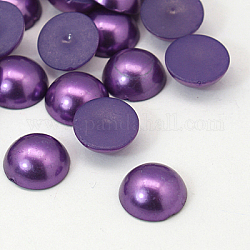 Cabochons demi-ronde bombés en acryliques d'imitation nacre, bleu violet, 12x6mm