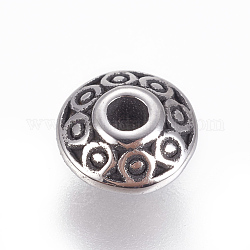 304 Edelstahl-Abstandhalter-Perlen, Rondell, Antik Silber Farbe, 6.5x3.5 mm, Bohrung: 1.6 mm