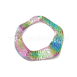 Ионное покрытие (ip) 304 подвески из нержавеющей стали, крутить кольца прелести, Радуга цветов, 38x39.5x3.5 мм, отверстие : 2x2.4 мм