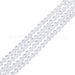 Nbeads 2 Stränge natürliche Quarzkristallperlenstränge, Bergkristallperlen, facettiert rund, 3 mm, Bohrung: 0.8 mm, ca. 136 Stk. / Strang, 16'' (40.64 cm)