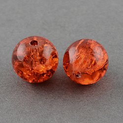 Spray Painted Crackle Glass Beads Strands, Round, Dark Orange, 16mm, Hole: 1.3~1.6mm, about 50pcs/strand, 31.4inch