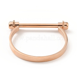 304 brazalete de tornillo de barra en forma de D de acero inoxidable, brazalete de herradura grillete para hombres mujeres, oro rosa, diámetro interior: 2-1/8x2-3/8 pulgada (5.45x5.9 cm)