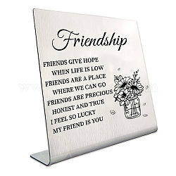 CREATCABIN Office Signs Desk Decorations Sign Plaque Friendship Keepsake Gifts Stainless Steel Flower for Office Home Table Friends Women Men Sisters Coworker Colleague Birthday Decor 3.9Inch