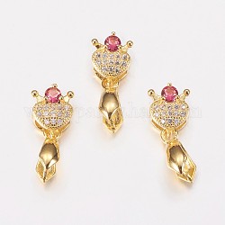 Long-Lasting Plated Brass Micro Pave Cubic Zirconia Ice Pick Pinch Bails, Heart, Camellia, Real 24K Gold Plated, 20mm, Hole: 2x6mm, Pin: 0.6mm