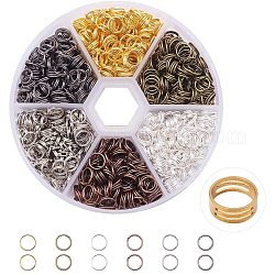 Железные сплит кольца, разноцветные, 7x0.7 мм, около 6.3 мм внутренним диаметром, Около 800 шт / коробка