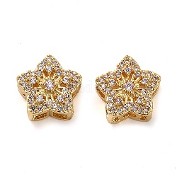 Perles de zircone cubique micro pave en Laiton, étoiles du nord, or, 11.5x12x6mm, Trou: 2mm