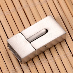 Matte 304 Stainless Steel Rectangle Magnetic Clasps, Stainless Steel Color, 23x12x6mm, Hole: 3x10.5mm