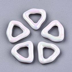 Anneaux de liaison acrylique imitation perle, couleur ab , triangle, blanc, 22x23x6mm, diamètre intérieur: 11x12 mm