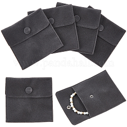 Beebeecraft Square Velvet Jewelry Bags, with Snap Fastener, Black, 10x10x1cm