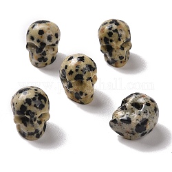 Natural Dalmatian Jasper Beads, Halloween Skull, 11~11.5x8.5~9x11~11.5mm, Hole: 0.9~1mm
