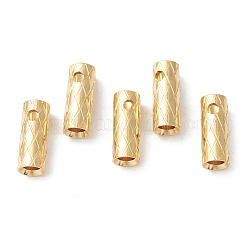 Brass Tube Beads, Long-Lasting Plated, Textured Tube, Real 24K Gold Plated, 12x5mm, Hole: 3mm and 0.9mm