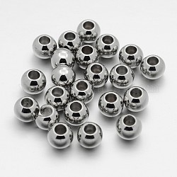 Ccb-Kunststoffperlen aus Europa, großes Loch Rondell Perlen, Platin Farbe, 10x8 mm, Bohrung: 4 mm