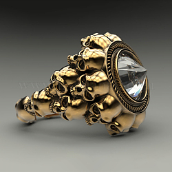 Массивное кольцо на палец с кристаллами и стразами, готическое кольцо из сплава черепа для мужчин и женщин, античное золото , размер США 9 (18.9 мм)