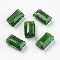 Abalorios de cristal austriaco de imitación, aaa grado, facetados, Rectángulo, verde, 6x12x5mm, agujero: 0.7~0.9 mm