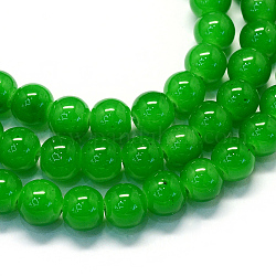 Hornear pintado imitación jade vidrio redondo bolas de cuentas, verde, 4.5~5mm, agujero: 1 mm, aproximamente 210 pcs / cadena, 31.4 pulgada