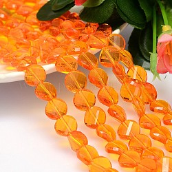 Faceted Flat Round Imitation Austrian Crystal Bead Strands, Grade AAA, Dark Orange, 10x5mm, Hole: 0.9~1mm, about 40pcs/strand, 15.7 inch