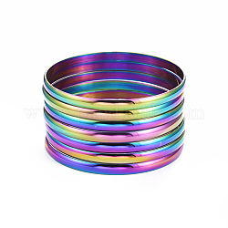 Set di braccialetti fashion 304 in acciaio inossidabile, colore arcobaleno, 2-5/8 pollice (6.8 cm), 7 pc / set