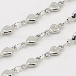 304 Stainless Steel Heart Chains, Decorative Chains, Soldered, Stainless Steel Color, 4x2mm