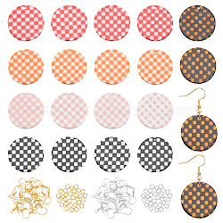 Olycraft diy наборы для изготовления сережек с подвесками, 20 шт. Плоские круглые подвески из ацетата целлюлозы (смолы), железные открытые прыжковые кольца и крючки для сережек, разноцветные, 27.5x2.5 мм, отверстие : 1.4 мм, 4 шт / цвет
