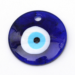 Ручной зла подвески бусины глаз, темно-синий, 30x5.5 мм, отверстие : 4 мм