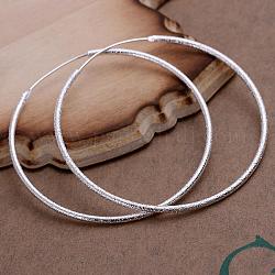Серьги-обручи из серебра, серебристый цвет, 2 дюйм (5 см)