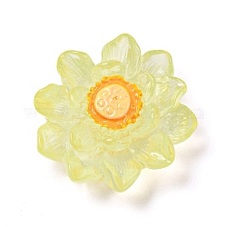 Cabujones decodificados de resina transparente luminosa, flor de loto que brilla en la oscuridad, para la fabricación de la joya, amarillo, 22.5~23x9.5mm