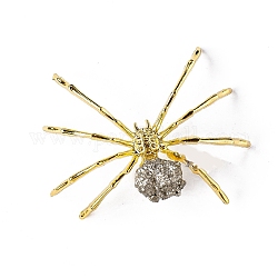 Spinnendekorationen aus natürlichem Pyrit und einer Legierung, Halloween-Ornamente, Mineralienproben, golden, 45x55 mm