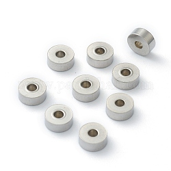 304 Edelstahl-Abstandhalter-Perlen, Flachrund, Edelstahl Farbe, 6x3 mm, Bohrung: 1.8 mm