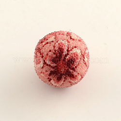 Round Polymer Clay Seed Beads, Half Drilled Beads, FireBrick, 17mm, Hole: 4mm