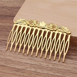 Fornituras de peines de pelo de hierro, con la flor de bronce, dorado, 46x75mm