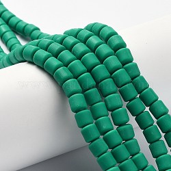 Chapelets de perle en pâte polymère manuel, colonne, verte, 6.5x6mm, Trou: 1.2mm, Environ 61 pcs/chapelet, 15.75 pouce (40 cm)