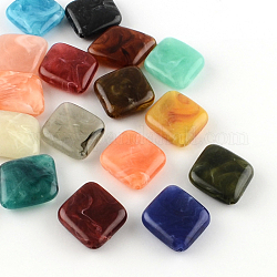 Rhombus Imitation Gemstone Acrylic Beads, Mixed Color, 30x26x8mm, Hole: 2mm, about 130pcs/500g