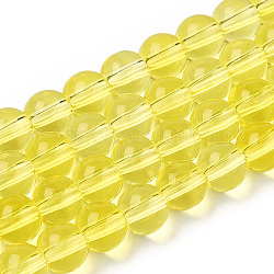 Fili di perline do vetro trasparente, tondo, giallo, 6~6.5mm, Foro: 1.4 mm, circa 67~70pcs/filo, 14.76 pollice ~ 15.16 pollici (37.5~38.5 cm)