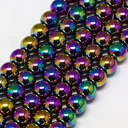 Chapelets de perles en hématite synthétique sans magnétiques, ronde, Grade a, multi-couleur plaquée, 3mm, Trou: 1mm, Environ 127 pcs/chapelet, 16 pouce