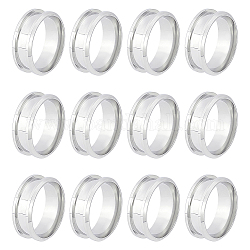 Unicraftale 12 pz anello con nucleo vuoto misura 8 anello da dito scanalato in acciaio inossidabile con sacchetti di velluto spazi vuoti rotondi per anelli intarsiati creazione di fedi nuziali per gioielli