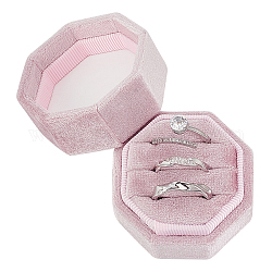 Scatole anello di velluto, 3 scatola porta anelli, ottagono, roso, 4.8x4.85x4.4cm