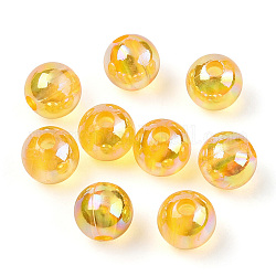 Transparente Acryl Perlen, ab Farben überzogen, Runde, golden, 8 mm, Bohrung: 2 mm, ca. 2100 Stk. / 500 g