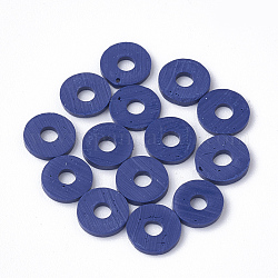 Cuentas hechas a mano de arcilla polimérica heishi, disco / plano y redondo, azul medianoche, 8x0.5~1mm, agujero: 2 mm, aproximamente 380~400 pcs / cadena, 17.7 pulgada