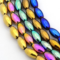 Hilo electrolítico magnético hematita perlas hebras, oval, color mezclado, 12x6mm, agujero: 2 mm, aproximamente 33 pcs / cadena, 15.7 pulgada