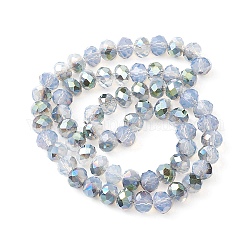 Chapelets de perles en verre transparent électrolytique, perles d'imitation en jade, moitié vert plaqué, facette, rondelle, lavande, 8x6mm, Trou: 1mm, Environ 65~68 pcs/chapelet, 15.7~16.1 pouce (40~41 cm)