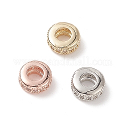 Brass Micro Pave Cubic Zirconia Beads, Rondelle, Mixed Color, 8x4mm, Hole: 3mm
