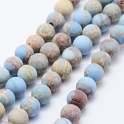 Fili di perle di diaspro imperiale naturale, tinto, smerigliato, tondo, cielo azzurro, 8mm, Foro: 1 mm, circa 51pcs/filo, 15.3 pollici (39 cm)