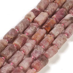 Perles de tourmaline fleurs de prunier naturel brins, avec des perles de rocaille, facette, colonne, 5.5~7.5mm, Trou: 0.7mm, Environ 26~33 pcs/chapelet, 15.67''~16.46'' (39.8~41.8 cm)