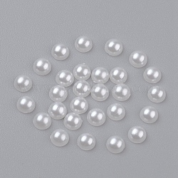 Half Round Domed Imitated Pearl Acrylic Cabochons, Creamy White, 5x2.5mm