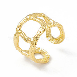 Chapado en iones (ip) 304 anillo de puño abierto hueco de cricle torcido de acero inoxidable para mujer, real 18k chapado en oro, diámetro interior: 17 mm