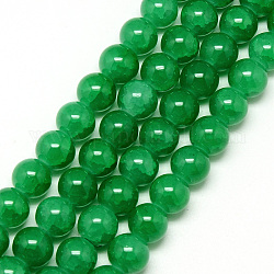 Cottura dipinte di vetro crackle fili di perline, tondo, verde mare, 8mm, Foro: 1.3~1.6 mm, circa 100pcs/filo, 31.4 pollice
