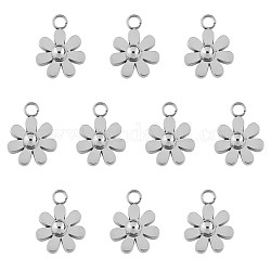 10 Stück 430 kleine Blumenanhänger aus Edelstahl, Metall-Gänseblümchen-Anhänger für handgefertigte Schmuckohrring-Armbänder, Edelstahl Farbe, 9 mm, Bohrung: 2 mm