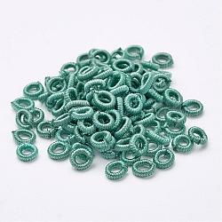 Polyester Weave Beads, Ring, Medium Aquamarine, 6x2mm, Hole: 3mm, about 200pcs/bag