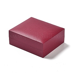 Cubierta de madera con cajas de embalaje de joyería de cuero pu, con la esponja en el interior, para collares, Rectángulo, ladrillo refractario, 8x7x3.3 cm