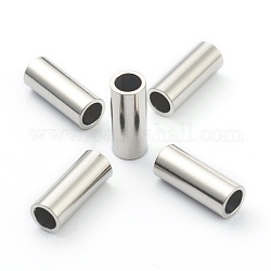 Abalorios de 304 acero inoxidable, Tubo cuentas, color acero inoxidable, 10x4mm, agujero: 2.8 mm